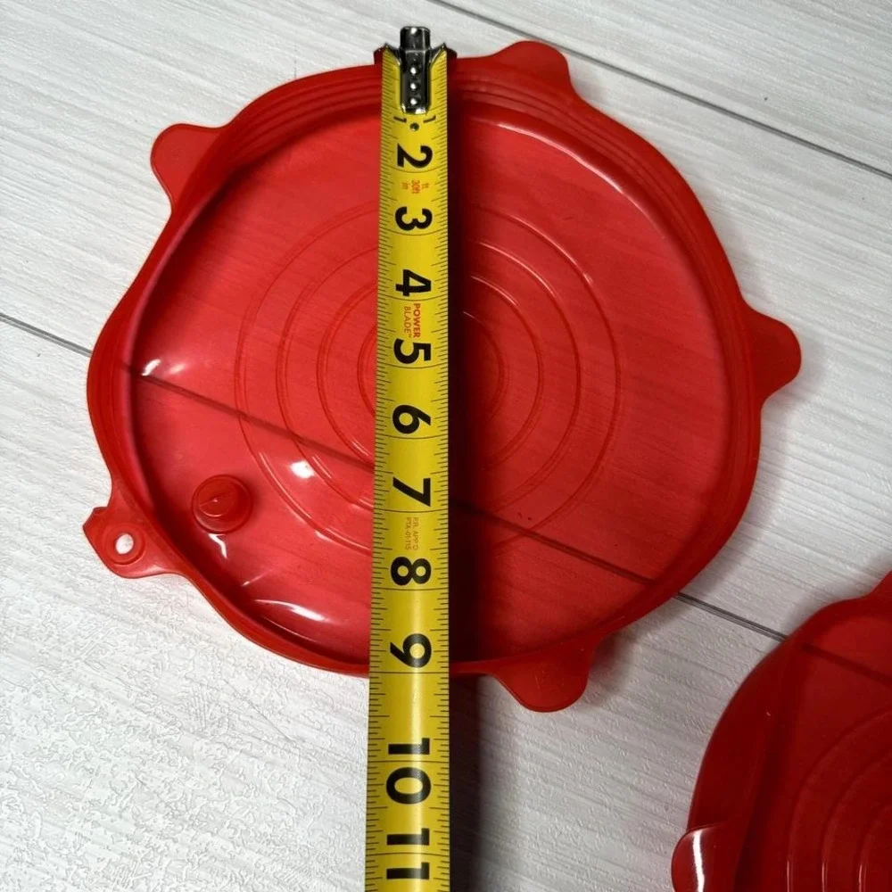 Pampered Chef Red Silicone Lid Set‎ Universal Food Storage Covers